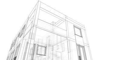 Mimari sanat konseptinde soyut çizgiler, minimum geometrik şekiller. 