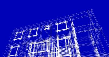 Mimari sanat konseptinde soyut çizgiler, minimum geometrik şekiller. 