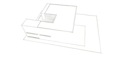 Arkaplanda mimari bina 3d illüstrasyon