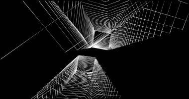 Mimari sanat konseptinde soyut çizgiler, minimum geometrik şekiller. 