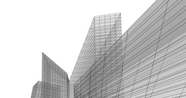 Arkaplanda mimari bina 3d illüstrasyon