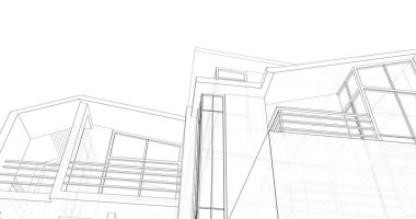 Mimari sanat konseptinde soyut çizgiler, minimum geometrik şekiller. 