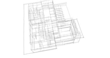 Arkaplanda mimari bina 3d illüstrasyon