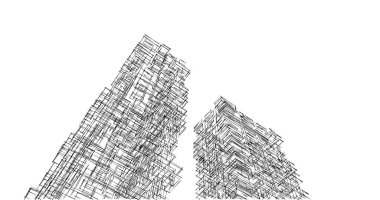 Mimari sanat konseptinde soyut çizgiler, minimum geometrik şekiller. 