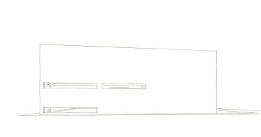 Arkaplanda mimari bina 3d illüstrasyon