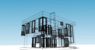 Mimari sanat konseptinde soyut çizgiler, minimum geometrik şekiller. 