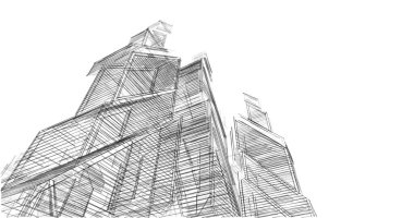 Mimari sanat konseptinde soyut çizgiler, minimum geometrik şekiller. 