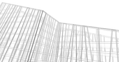 Arkaplanda mimari bina 3d illüstrasyon