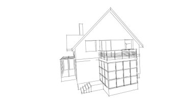 Mimari sanat konseptinde soyut çizgiler, minimum geometrik şekiller. 