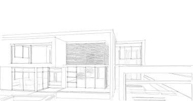 Mimari sanat konseptinde soyut çizgiler, minimum geometrik şekiller. 