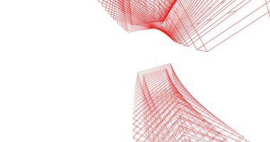 Arkaplanda mimari bina 3d illüstrasyon