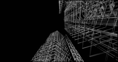 Mimari sanat konseptinde soyut çizgiler, minimum geometrik şekiller. 