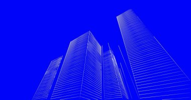 Arkaplanda mimari bina 3d illüstrasyon