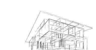 Mimari sanat konseptinde soyut çizgiler, minimum geometrik şekiller. 