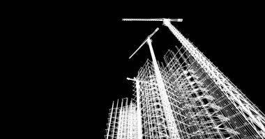 Mimari sanat konseptinde soyut çizgiler, minimum geometrik şekiller. 