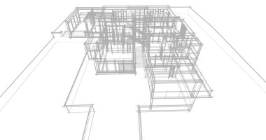 Arkaplanda mimari bina 3d illüstrasyon