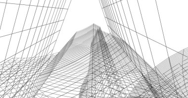 Mimari sanat konseptinde soyut çizgiler, minimum geometrik şekiller. 