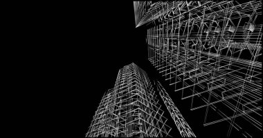 Mimari sanat konseptinde soyut çizgiler, minimum geometrik şekiller. 