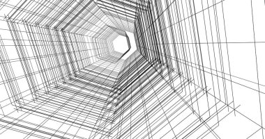 Arkaplanda mimari bina 3d illüstrasyon