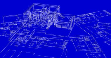 Mimari sanat konseptinde soyut çizgiler, minimum geometrik şekiller. 