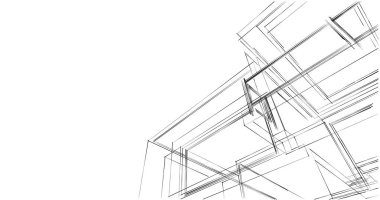 Arkaplanda mimari bina 3d illüstrasyon