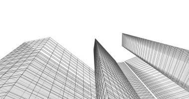 Arkaplanda mimari bina 3d illüstrasyon