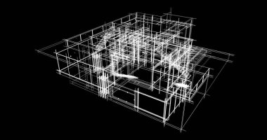 Mimari sanat konseptinde soyut çizgiler, minimum geometrik şekiller. 