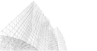 Mimari sanat konseptinde soyut çizgiler, minimum geometrik şekiller. 