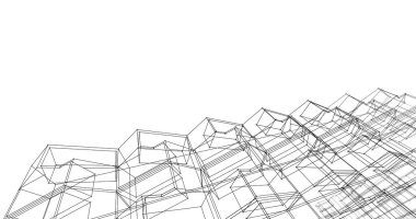 Mimari sanat konseptinde soyut çizgiler, minimum geometrik şekiller. 