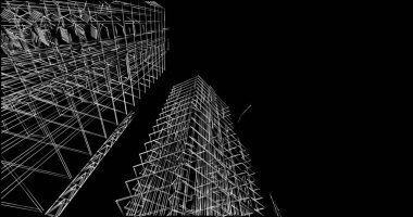 Mimari sanat konseptinde soyut çizgiler, minimum geometrik şekiller. 