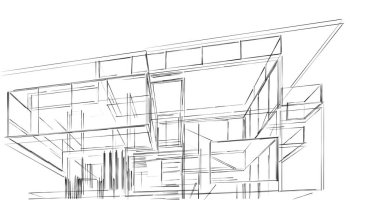 Mimari sanat konseptinde soyut çizgiler, minimum geometrik şekiller. 