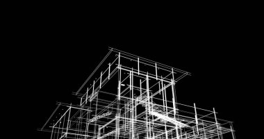 Mimari sanat konseptinde soyut çizgiler, minimum geometrik şekiller. 