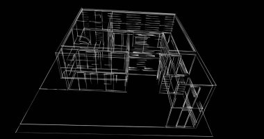 Arkaplanda mimari bina 3d illüstrasyon