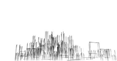 Arkaplanda mimari bina 3d illüstrasyon