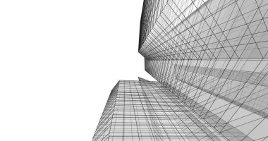 Arkaplanda mimari bina 3d illüstrasyon