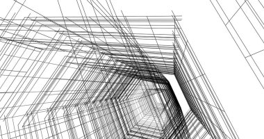 Arkaplanda mimari bina 3d illüstrasyon