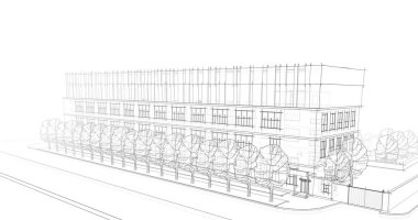 Mimari sanat konseptinde soyut çizgiler, minimum geometrik şekiller. 