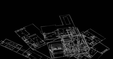 Mimari sanat konseptinde soyut çizgiler, minimum geometrik şekiller. 