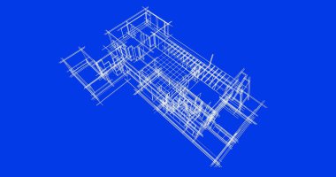 Mimari sanat konseptinde soyut çizgiler, minimum geometrik şekiller. 