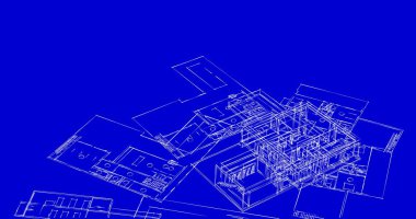 Mimari sanat konseptinde soyut çizgiler, minimum geometrik şekiller. 