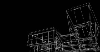 Arkaplanda mimari bina 3d illüstrasyon