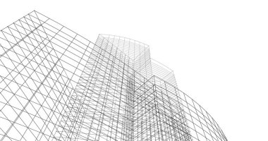 Mimari sanat konseptinde soyut çizgiler, minimum geometrik şekiller. 