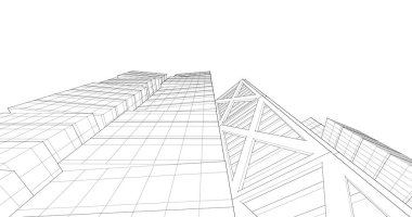 Arkaplanda mimari bina 3d illüstrasyon