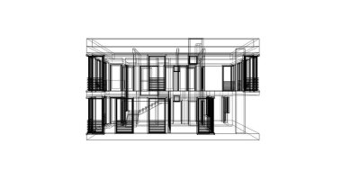 Arkaplanda mimari bina 3d illüstrasyon