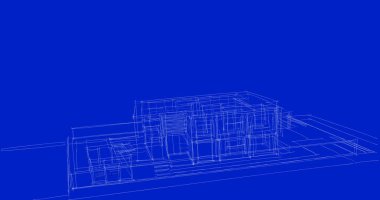 Arkaplanda mimari bina 3d illüstrasyon