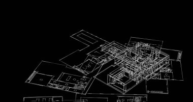 Mimari sanat konseptinde soyut çizgiler, minimum geometrik şekiller. 