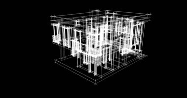 Mimari sanat konseptinde soyut çizgiler, minimum geometrik şekiller. 