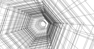 Arkaplanda mimari bina 3d illüstrasyon