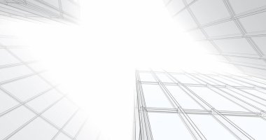 Arkaplanda mimari bina 3d illüstrasyon