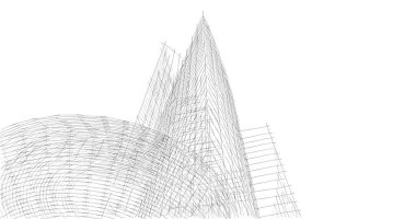 Mimari sanat konseptinde soyut çizgiler, minimum geometrik şekiller. 